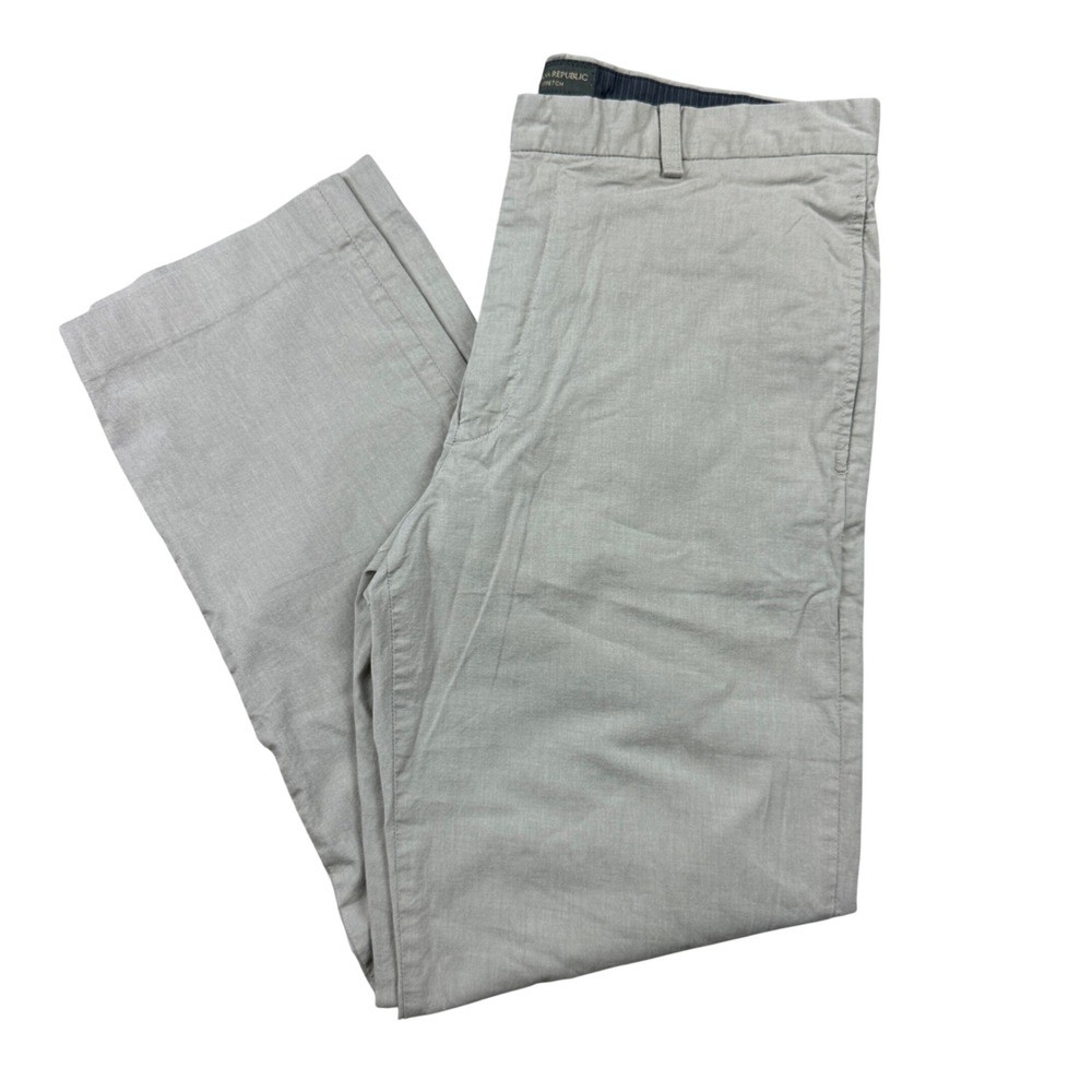 Banana Republic Mens Grey Stretch Chino Pants Flat Front Straight Leg 35x32
